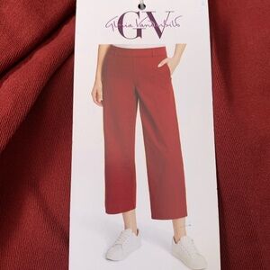 New 8 Red Gloria Vanderbilt Women's Pull-On Wide-Leg Crop Pants